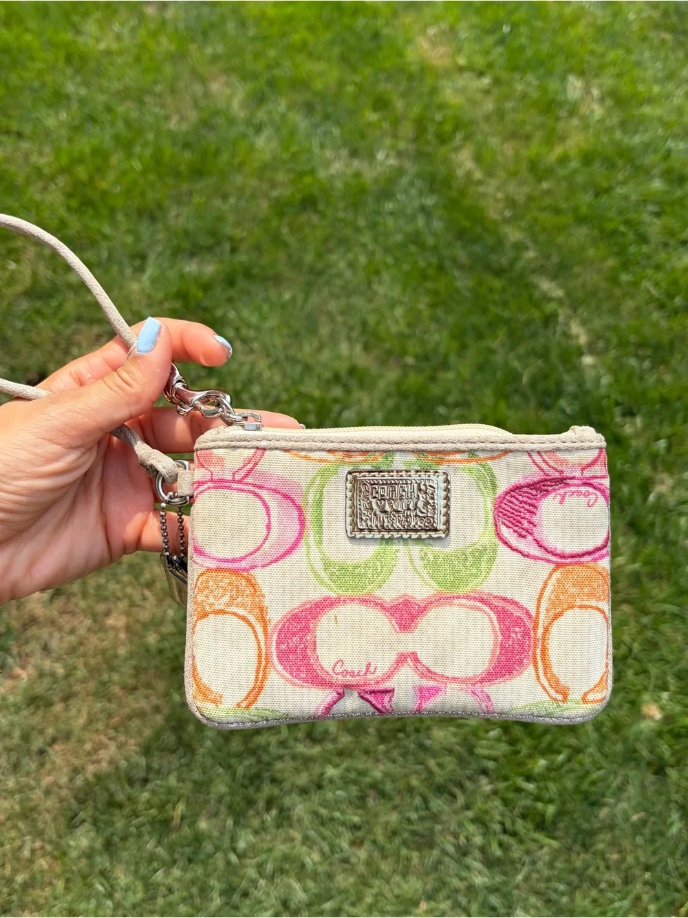 Coach Poppy Multicolor Graffiti Signature Wristlet Y2K Colorful Canvas